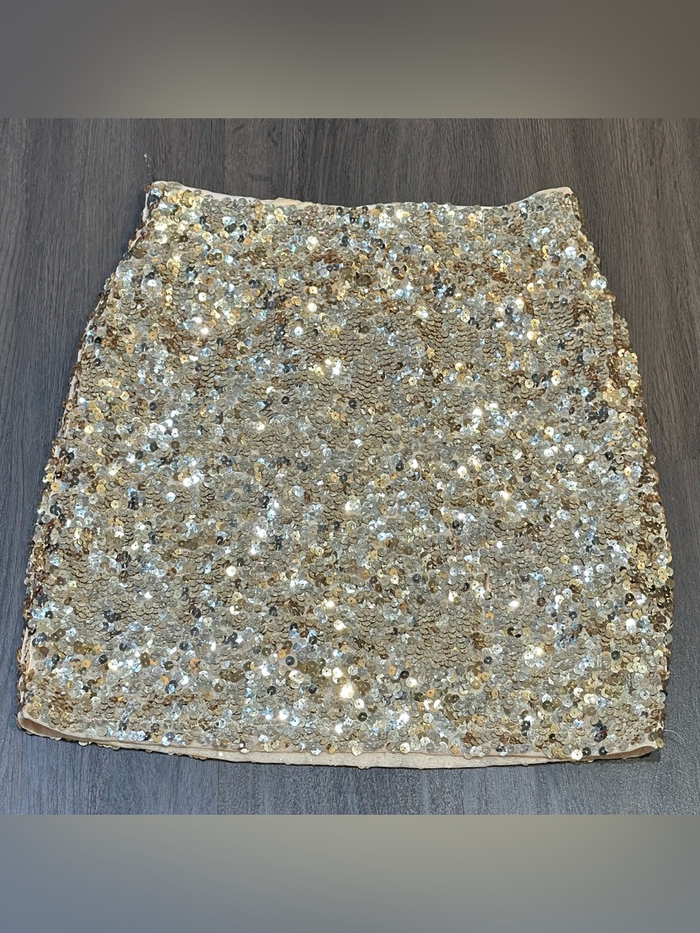 Gold Sequin Mini Skirt Festival Resort Vacation Beach Club Party Glam M - Picture 4 of 9